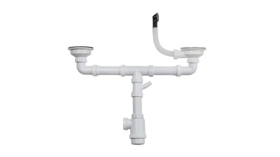 Слив 3 ½ с круглым переливом для 2-х чашевой мойки Слив 3 ½ с круглым переливом для 2-х чашевой мойки